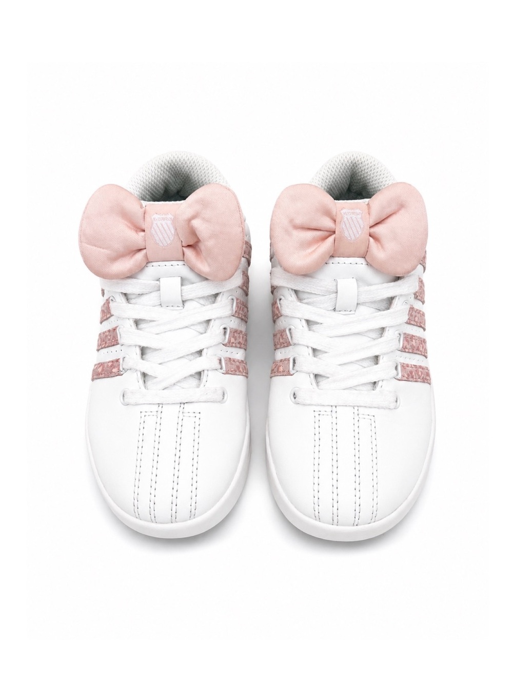 K-Swiss White Sneakers with Pink Bow Accent